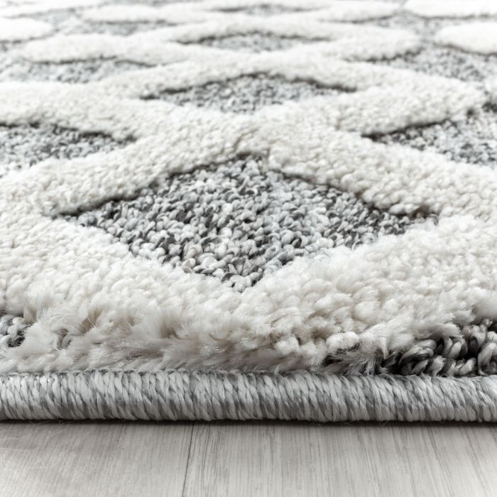 Pisa Wavy vloerkleed hoogpolig rond Ø 200cm grijs