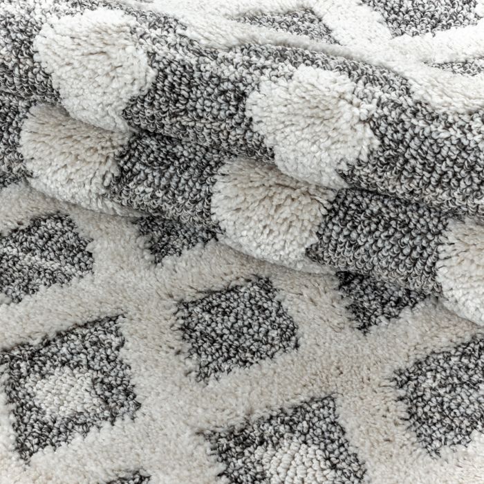 Pisa Wavy vloerkleed hoogpolig rond Ø 200cm grijs