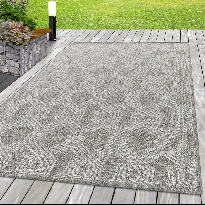 Aruba Weft buitenkleed platgeweven rechthoek 120x170cm grijs