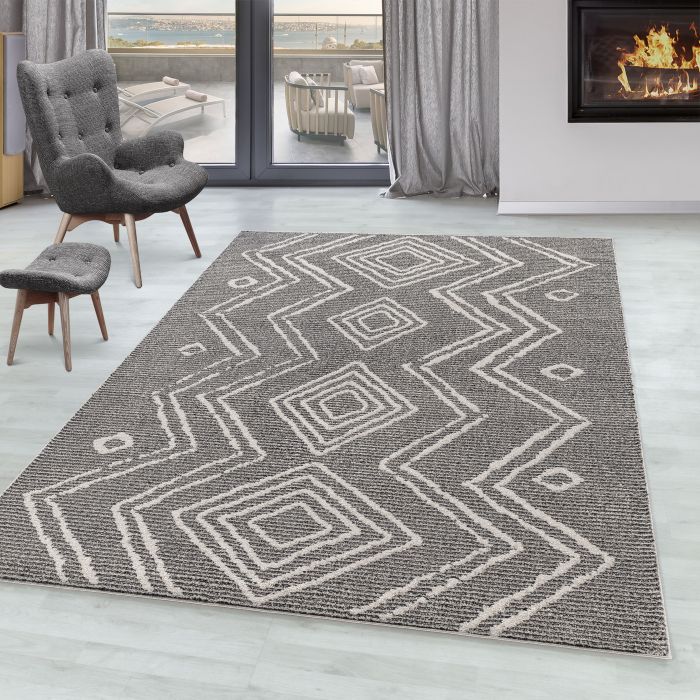Taznaxt Berber vloerkleed laagpolig rechthoek 120x170cm zwart