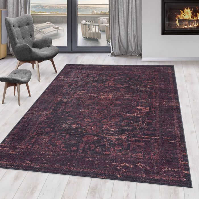 Fiesta Arty antislip vloerkleed platgeweven rechthoek 200x290cm rood