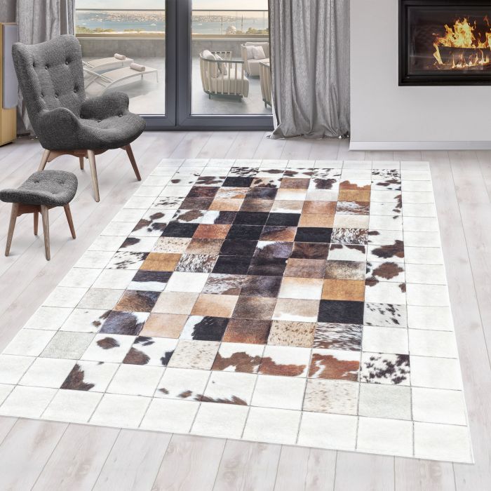 Fiesta Lapwerk antislip vloerkleed platgeweven rechthoek 200x290cm wit