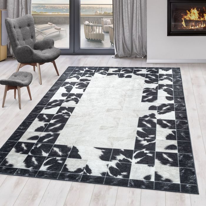 Fiesta Lento antislip vloerkleed platgeweven rechthoek 200x290cm zwart