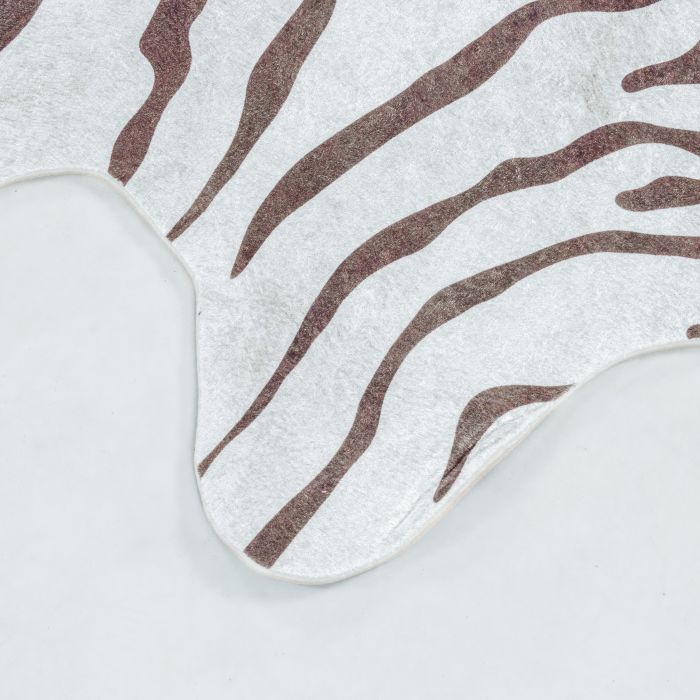 Etosha Zebra antislip vloerkleed platgeweven rechthoek 100x135cm imitatie dierenhuid bruin