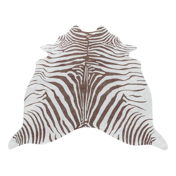 Etosha Zebra antislip vloerkleed platgeweven rechthoek 100x135cm imitatie dierenhuid bruin