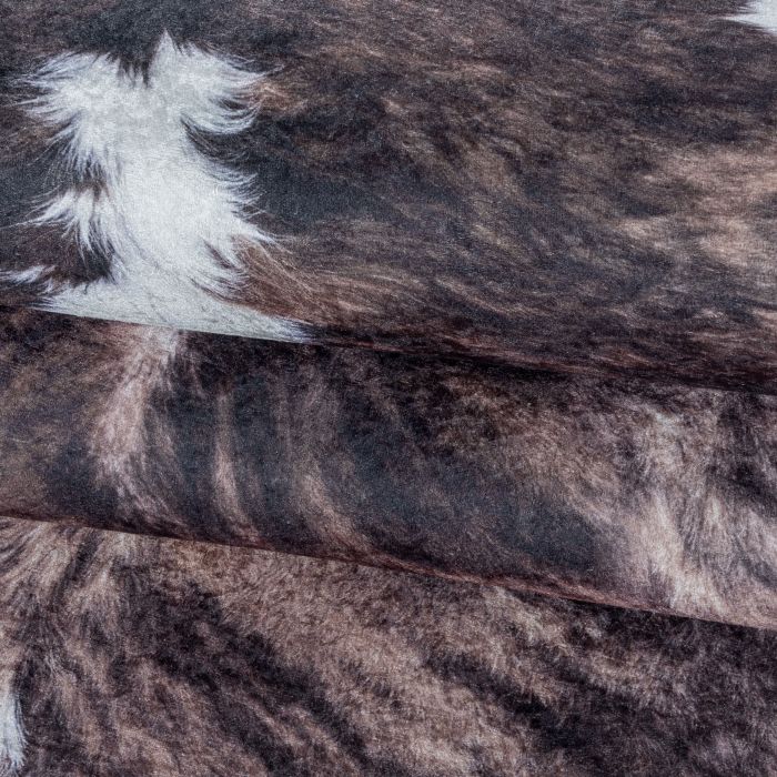 Etosha Dikdiks antislip vloerkleed platgeweven rechthoek 150x200cm imitatie dierenhuid bruin