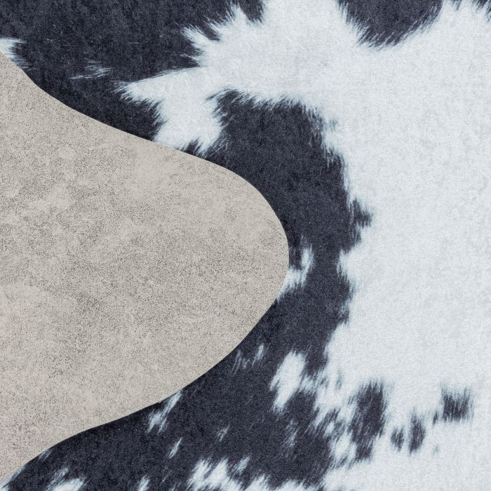 Etosha Holstein antislip vloerkleed platgeweven rechthoek 150x200cm imitatie dierenhuid zwart