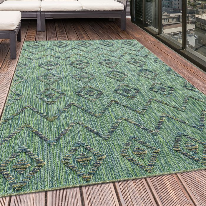 Bahama Wavy buitenkleed hoog-laagpolig rechthoek 200x290cm groen