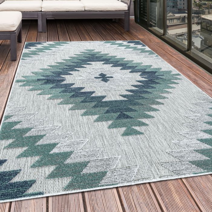Bahama Jaky buitenkleed hoog-laagpolig loper 80x250cm blauw