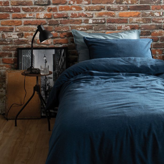Damai Groove 1-persoons dekbedovertrekset 155x220cm flanel indigo