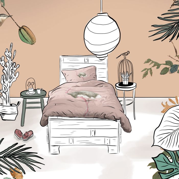 Damai Sloane 1-persoons dekbedovertrekset 140x220cm katoen roze