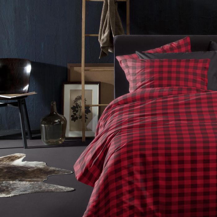 Damai Timber 1-persoons dekbedovertrekset 140x220cm flanel rood
