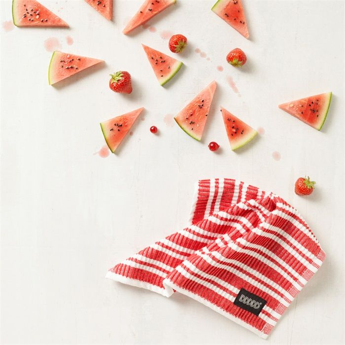 DDDDD Classic Stripe vaatdoek 30x30cm rood (4 stuks)