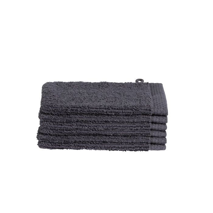 Seahorse Ridge washand 16x21cm granietgrijs (6 stuks)