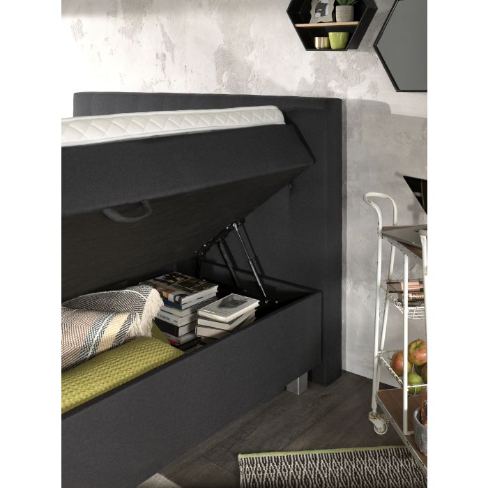 Shurgard opbergboxspring 140x200cm antraciet met NASA topdekmatras