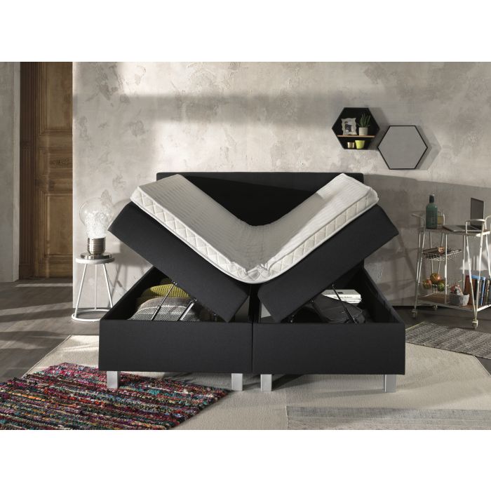Shurgard opbergboxspring 140x200cm antraciet met NASA topdekmatras