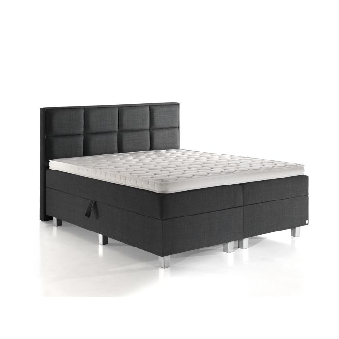 Grande opbergboxspring 160x200cm antraciet met Hybrid topdekmatras