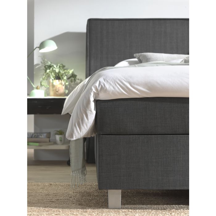 Slim opbergboxspring 160x200cm antraciet met Hybrid topdekmatras