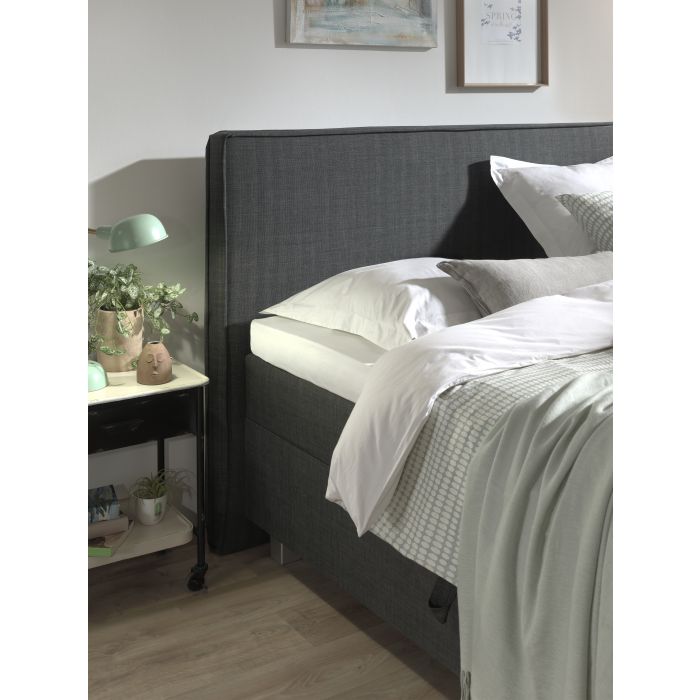Slim opbergboxspring 180x200cm antraciet met Hybrid topdekmatras