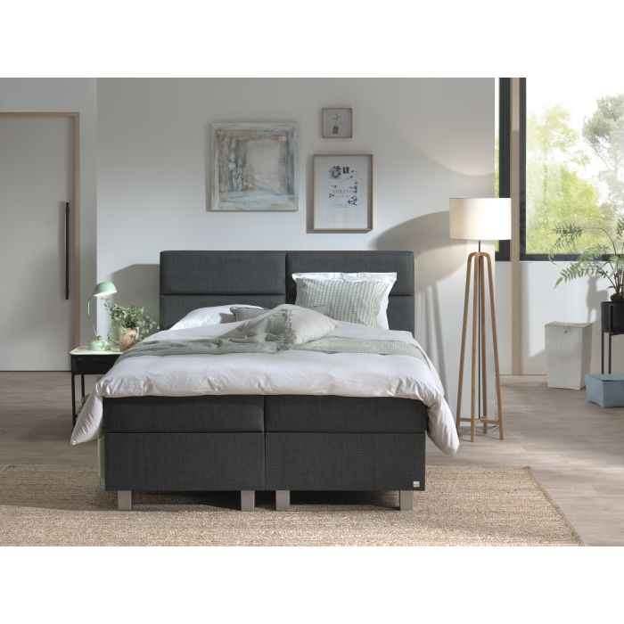 Quattro opbergboxspring 160x200cm antraciet met NASA topdekmatras