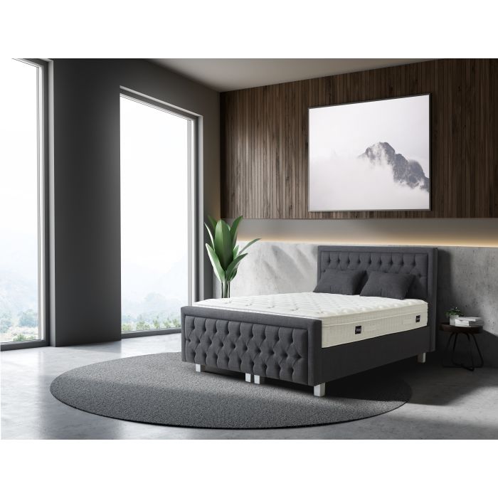 Royal opbergboxspring met voetenbord 140x200cm antraciet