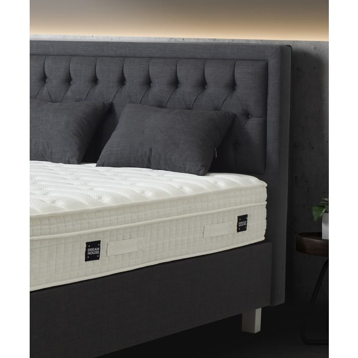 Royal opbergboxspring met voetenbord 140x200cm antraciet