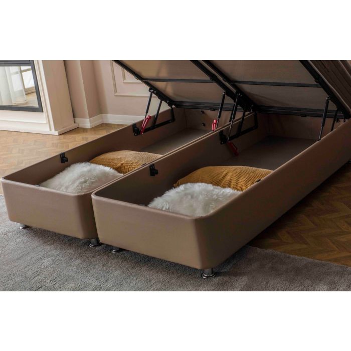 Paris opbergboxspring 160x200cm taupe