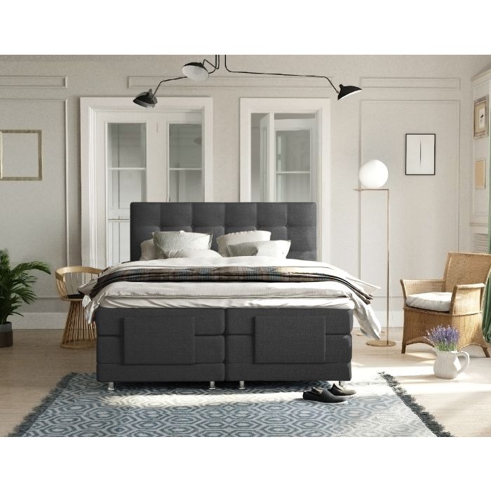 Arizona 1.0 elektrische boxspring 140x200cm antraciet met Hybrid topper