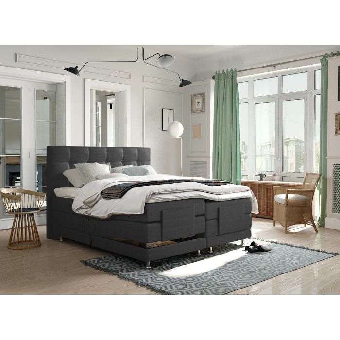 Arizona 1.0 elektrische boxspring 140x200cm antraciet met Hybrid topper