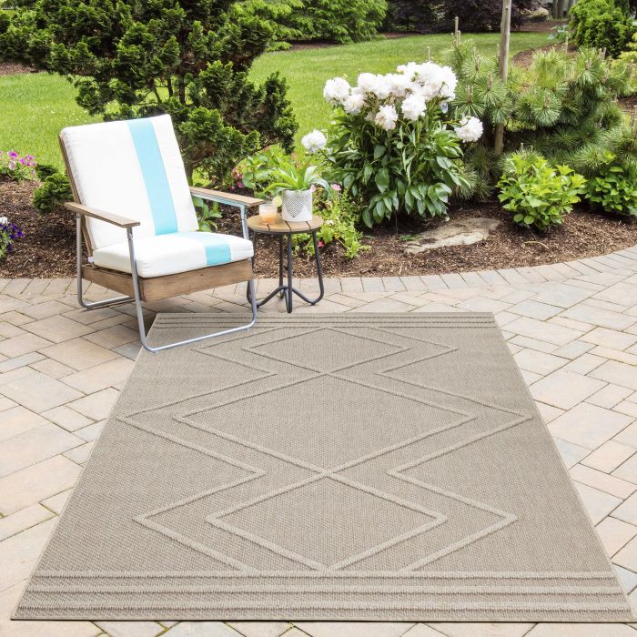 Patara Zigzag buitenkleed laagpolig rechthoek 240x340cm beige