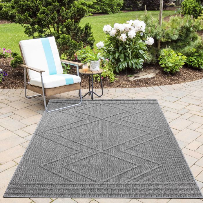 Patara Zigzag buitenkleed laagpolig rechthoek 80x150cm grijs