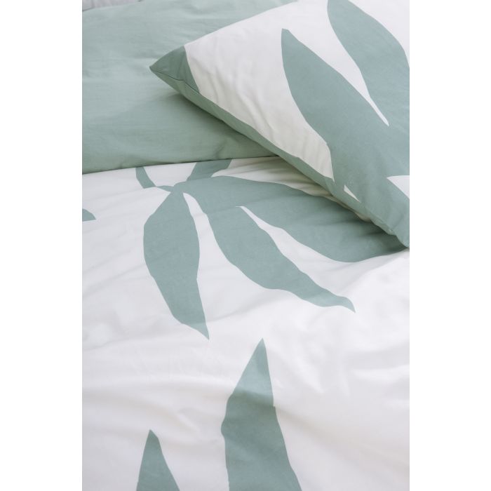 Simple Leaves dekbedovertrek 135x200cm gebroken wit/groen