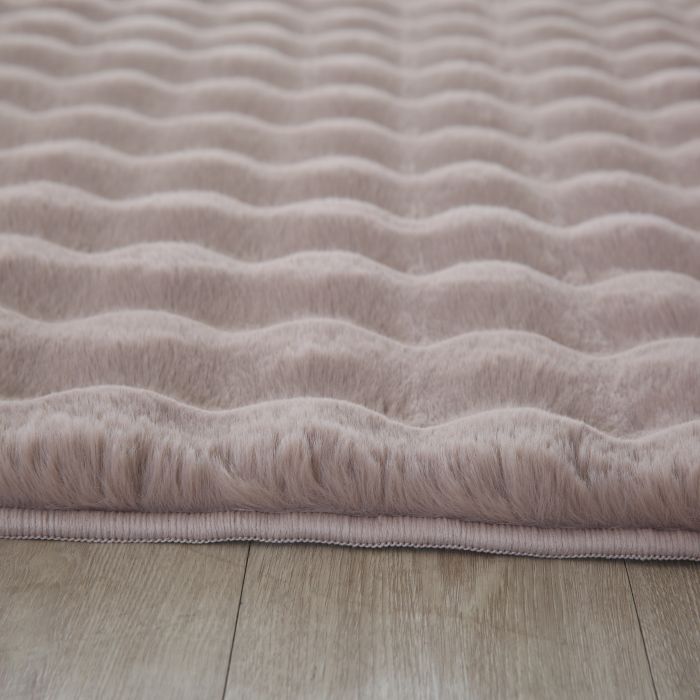 Ambiance 3D vloerkleed fluffy hoogpolig loper 80x150cm beige