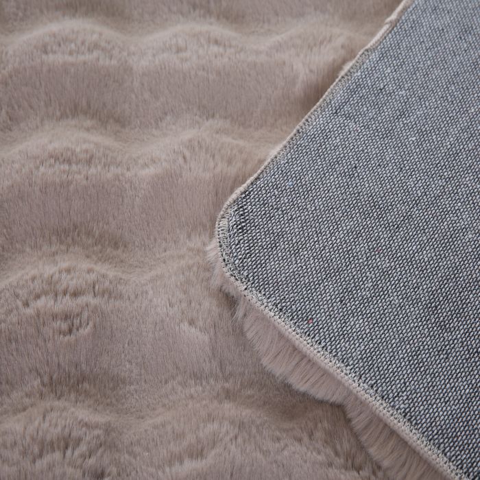 Ambiance 3D vloerkleed fluffy hoogpolig loper 80x150cm beige
