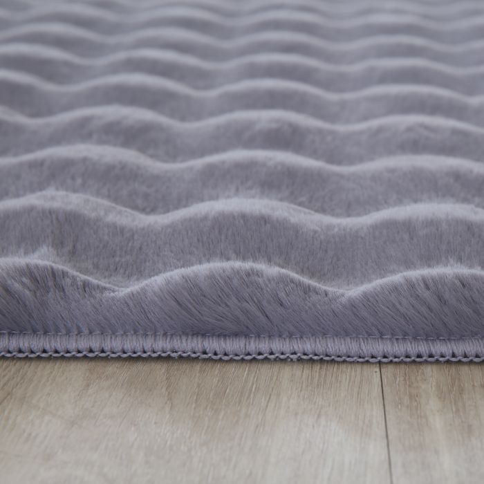 Ambiance 3D vloerkleed fluffy hoogpolig loper 80x250cm grijs