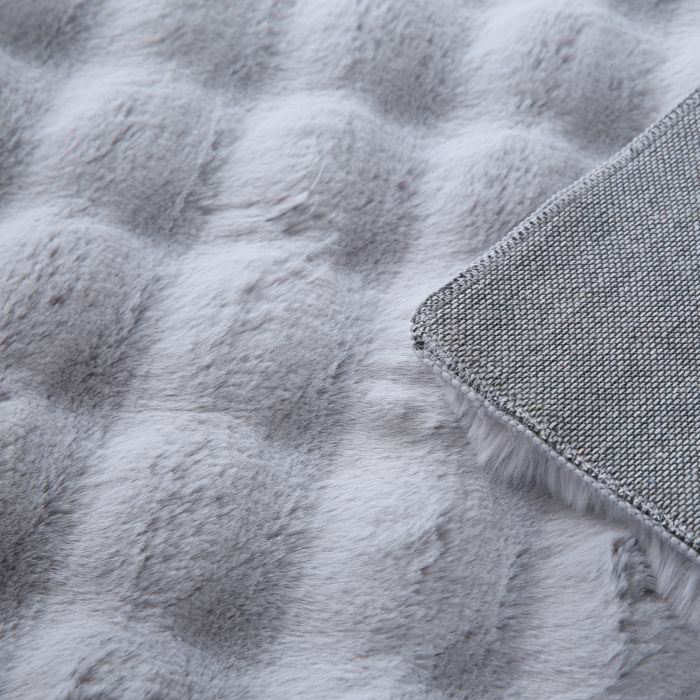 Ambiance 3D vloerkleed fluffy hoogpolig rechthoek 120x170cm zilver