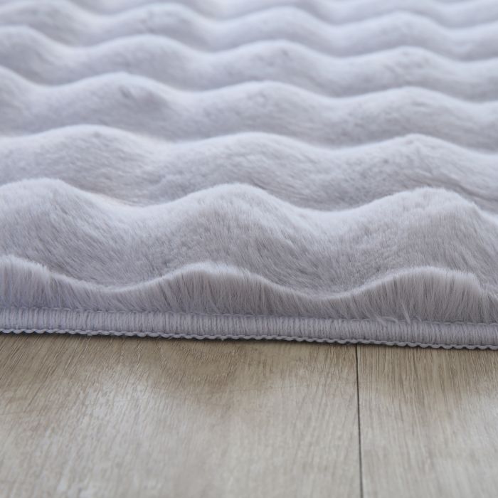 Ambiance 3D vloerkleed fluffy hoogpolig rechthoek 120x170cm zilver
