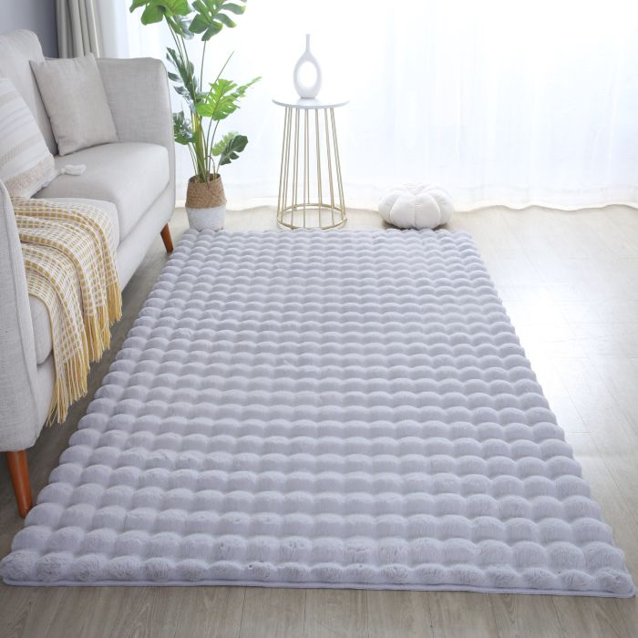 Ambiance 3D vloerkleed fluffy hoogpolig rechthoek 120x170cm zilver