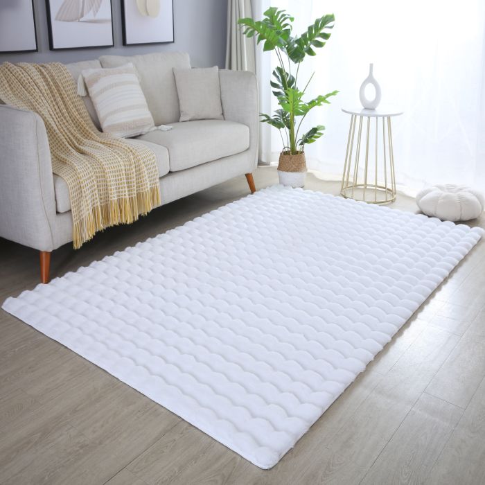 Ambiance 3D vloerkleed fluffy hoogpolig rechthoek 140x200cm wit