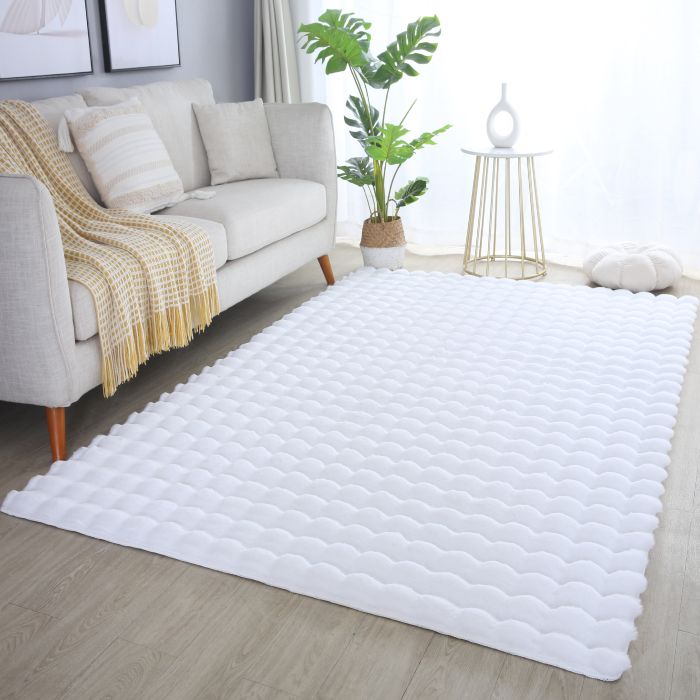 Ambiance 3D vloerkleed fluffy hoogpolig rechthoek 140x200cm wit