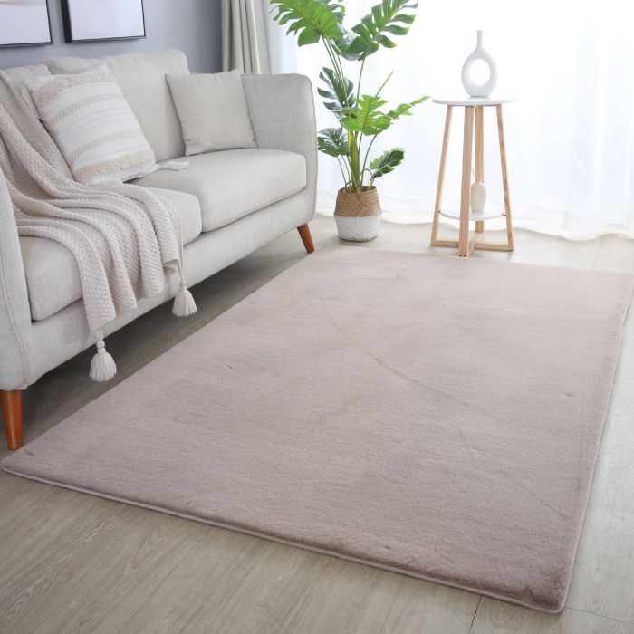 Pouffy vloerkleed fluffy hoogpolig rechthoek 120x170cm beige