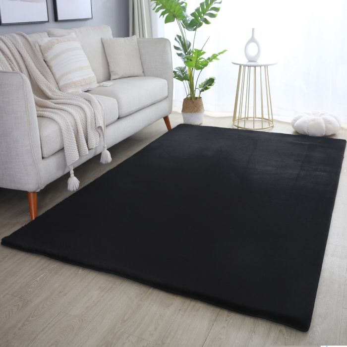 Pouffy vloerkleed fluffy hoogpolig rechthoek 240x340cm zwart