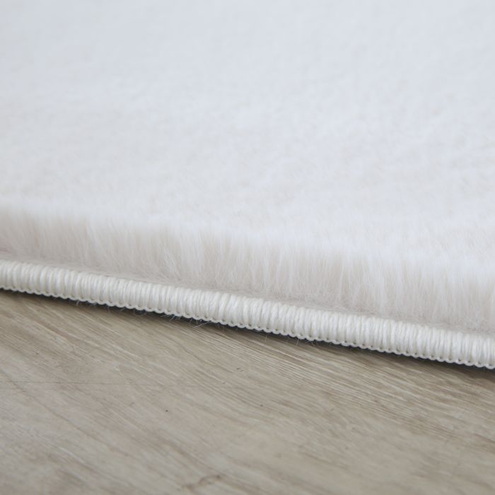 Pouffy vloerkleed fluffy hoogpolig loper 60x110cm crème