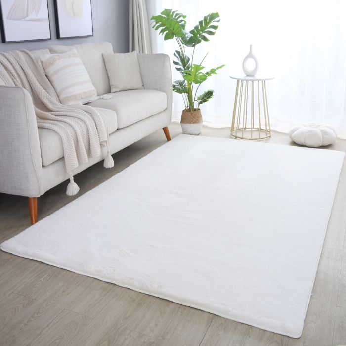 Pouffy vloerkleed fluffy hoogpolig loper 60x110cm crème