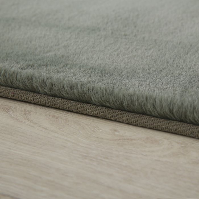 Pouffy vloerkleed fluffy hoogpolig rond Ø 120cm groen