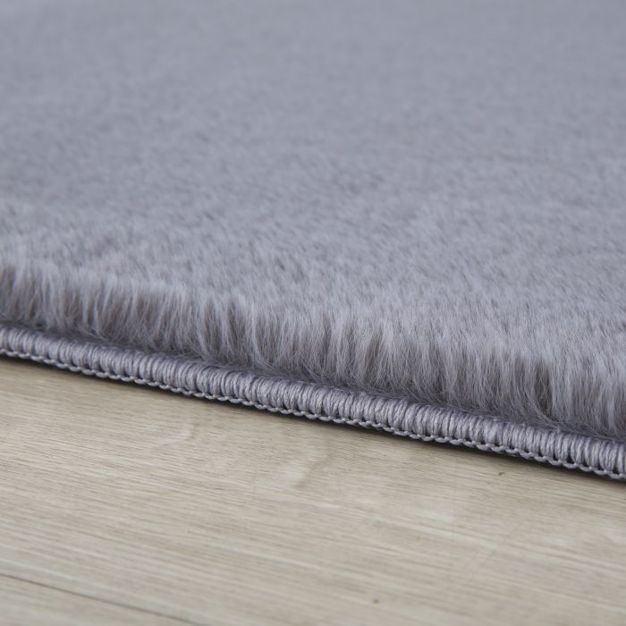 Pouffy vloerkleed fluffy hoogpolig loper 80x150cm grijs