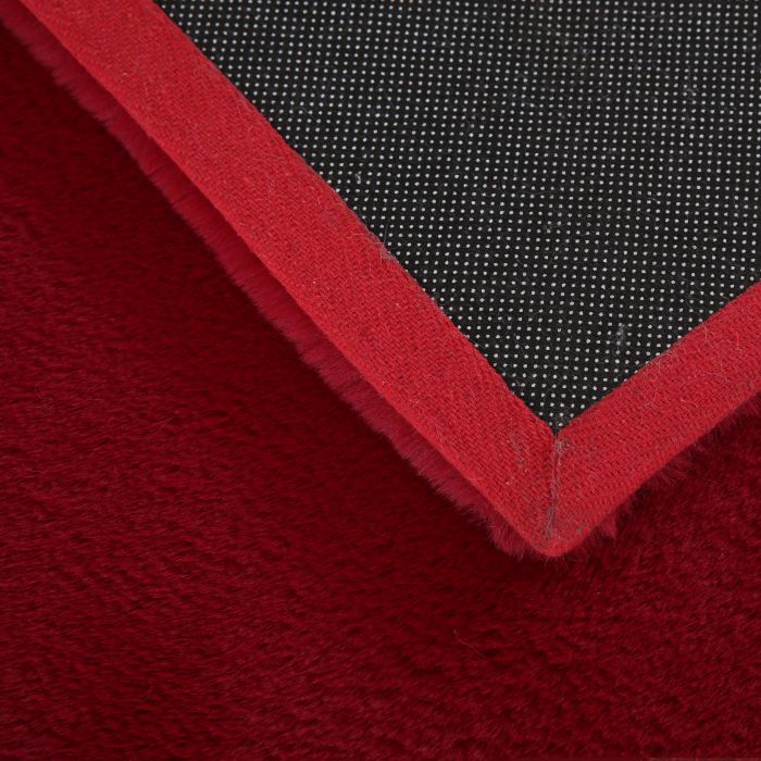 Pouffy vloerkleed fluffy hoogpolig rechthoek 140x200cm rood