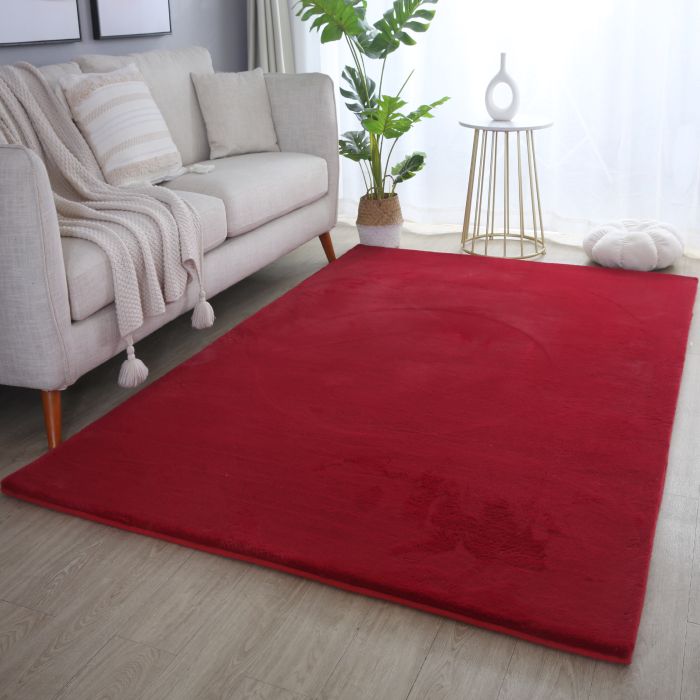 Pouffy vloerkleed fluffy hoogpolig rechthoek 240x340cm rood