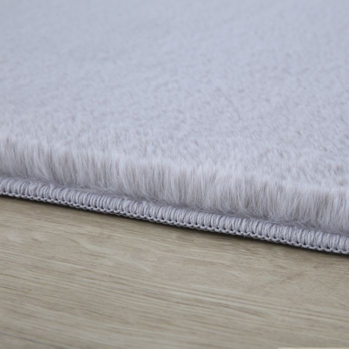 Pouffy vloerkleed fluffy hoogpolig loper 80x250cm zilver