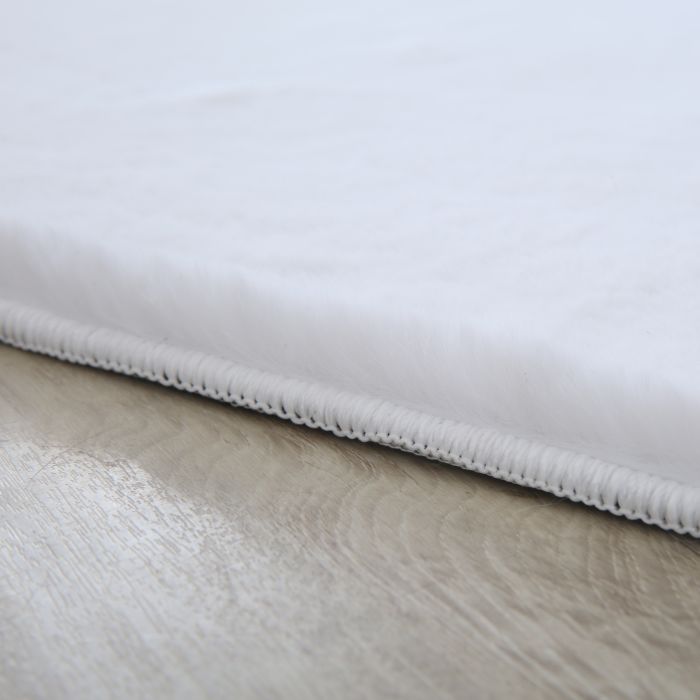 Pouffy vloerkleed fluffy hoogpolig rechthoek 160x230cm wit